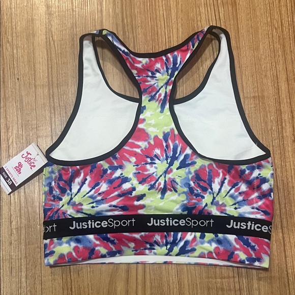 NWT Juniors Justice Sport Tie-Dye Racerback Bra - Picture 2 of 4